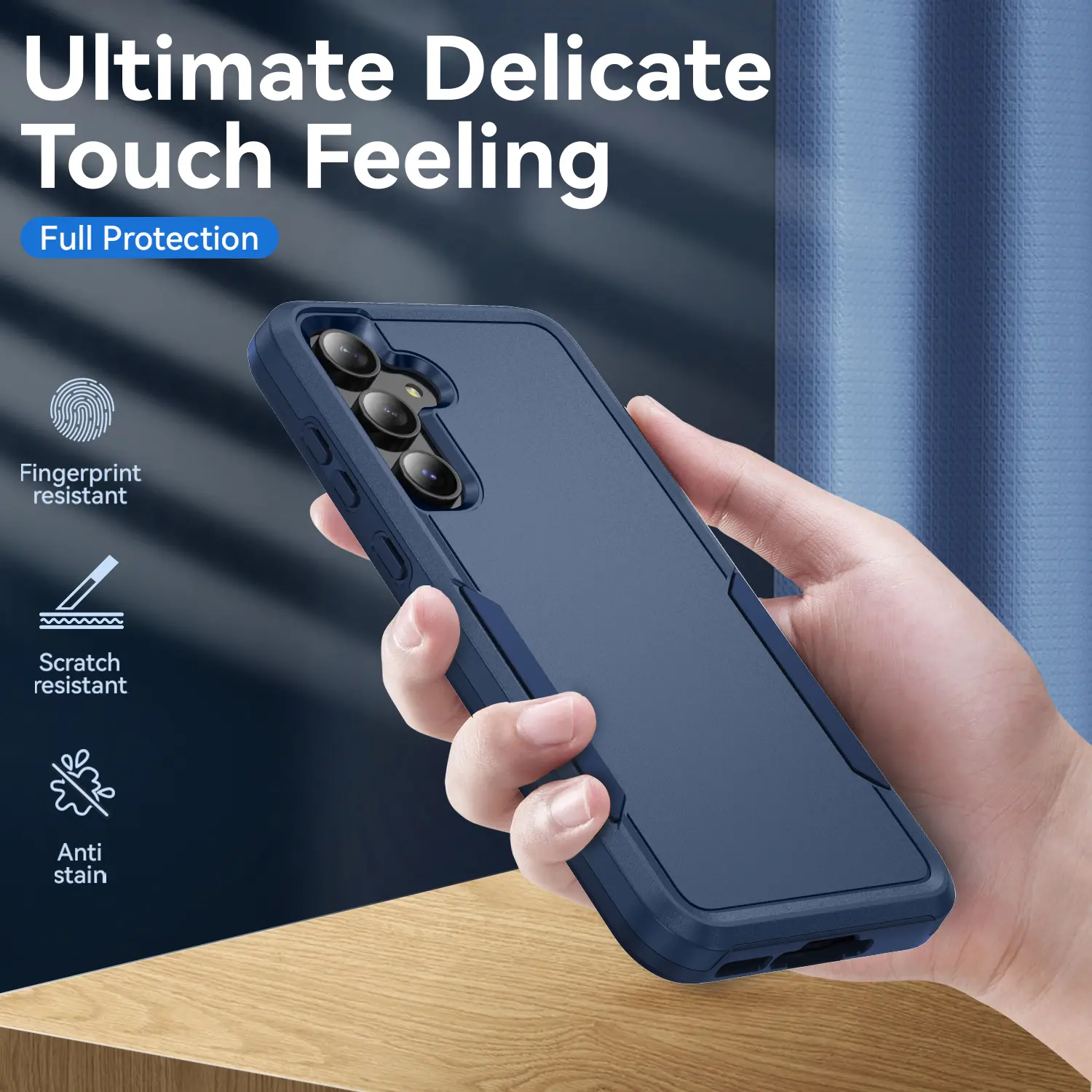 Samsung Galaxy A55 Hoesje Schokbestendige Hardcase Back Cover Blauw afbeelding 4