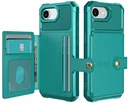 Apple iPhone 17e / 16e TPU Back Cover met Kunstleren Wallet Groen