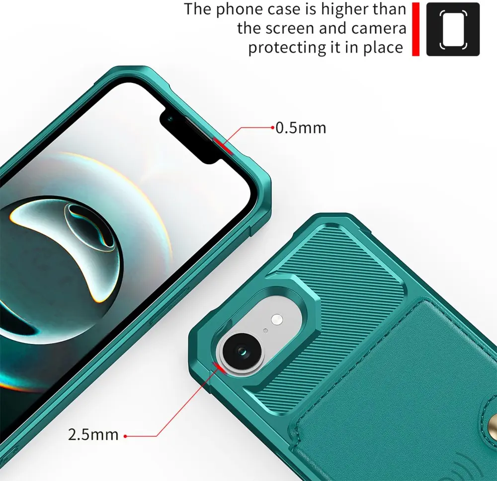 Apple iPhone 17e / 16e TPU Back Cover met Kunstleren Wallet Groen afbeelding 9