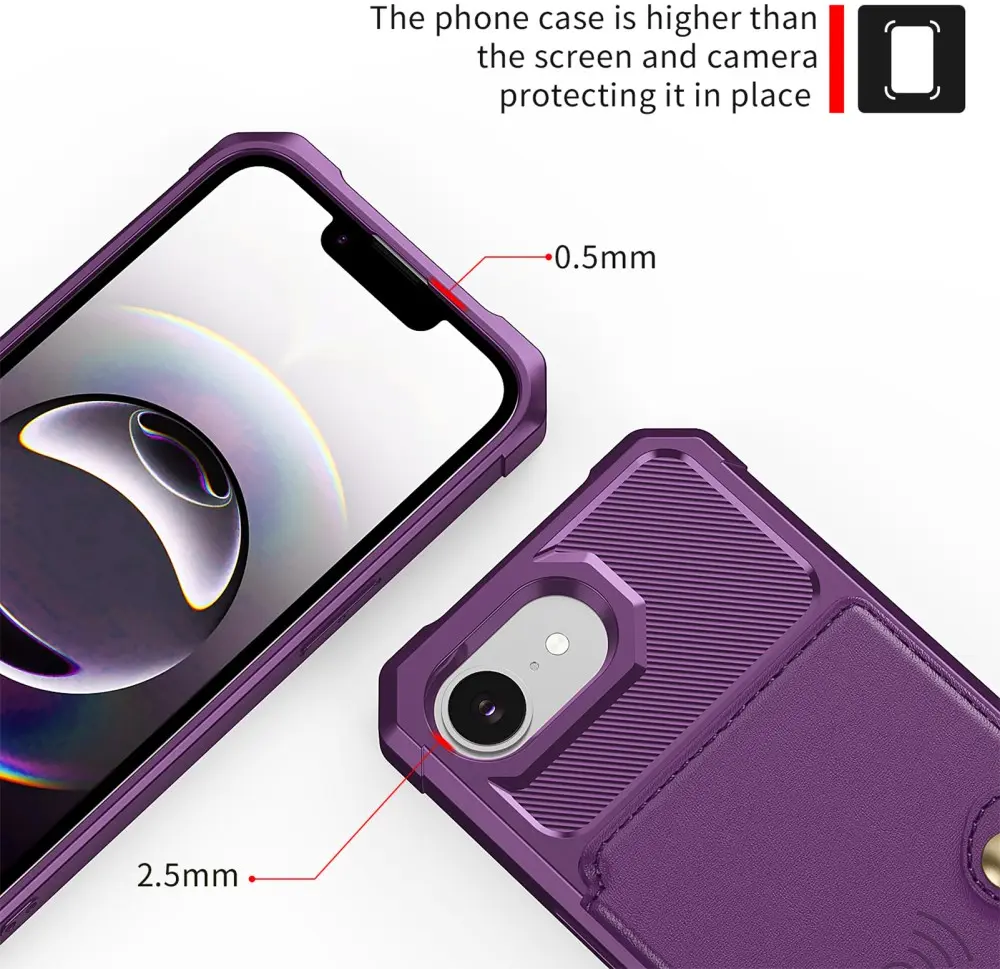Apple iPhone 17e / 16e TPU Back Cover met Kunstleren Wallet Paars afbeelding 9