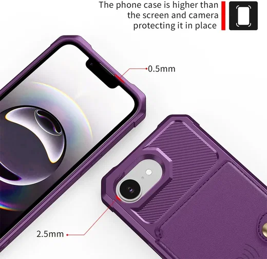 Apple iPhone 17e / 16e TPU Back Cover met Kunstleren Wallet Paars afbeelding 9