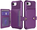 Apple iPhone 17e / 16e TPU Back Cover met Kunstleren Wallet Paars