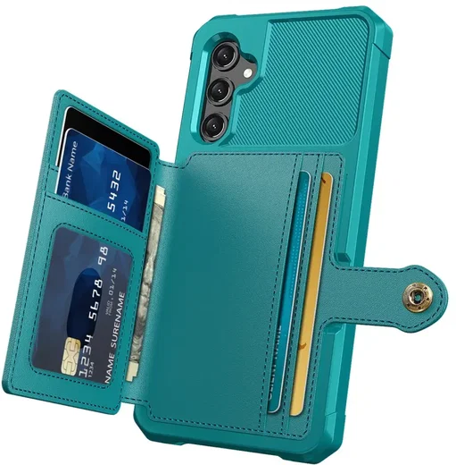 Samsung Galaxy A15 TPU Back Cover met Kunstleren Wallet Groen afbeelding 4