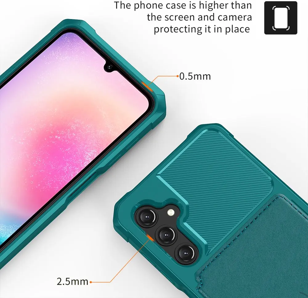Samsung Galaxy A15 TPU Back Cover met Kunstleren Wallet Groen afbeelding 8