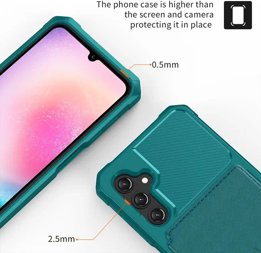 Samsung Galaxy A15 TPU Back Cover met Kunstleren Wallet Groen afbeelding 8