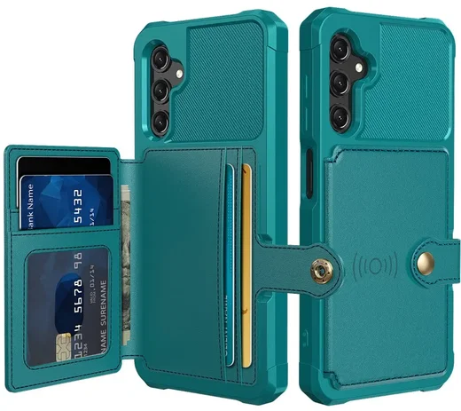 Samsung Galaxy A15 TPU Back Cover met Kunstleren Wallet Groen afbeelding 1