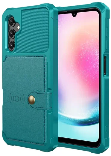 Samsung Galaxy A15 TPU Back Cover met Kunstleren Wallet Groen afbeelding 2