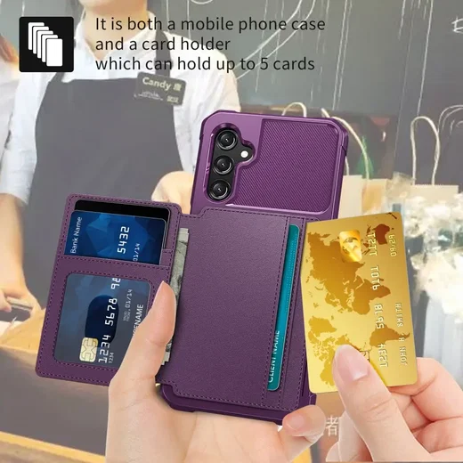 Samsung Galaxy A15 TPU Back Cover met Kunstleren Wallet Paars afbeelding 6