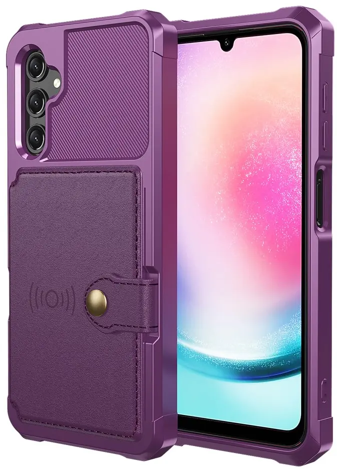 Samsung Galaxy A15 TPU Back Cover met Kunstleren Wallet Paars afbeelding 2