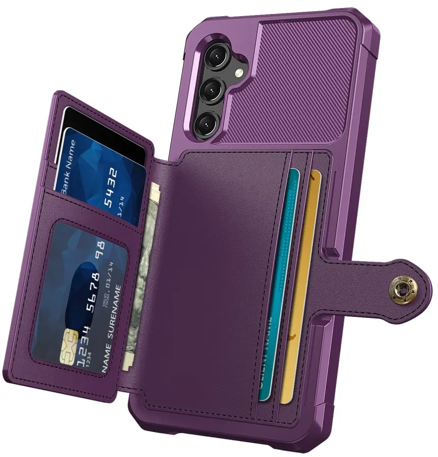 Samsung Galaxy A15 TPU Back Cover met Kunstleren Wallet Paars afbeelding 4