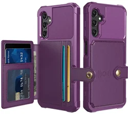 Samsung Galaxy A15 TPU Back Cover met Kunstleren Wallet Paars afbeelding