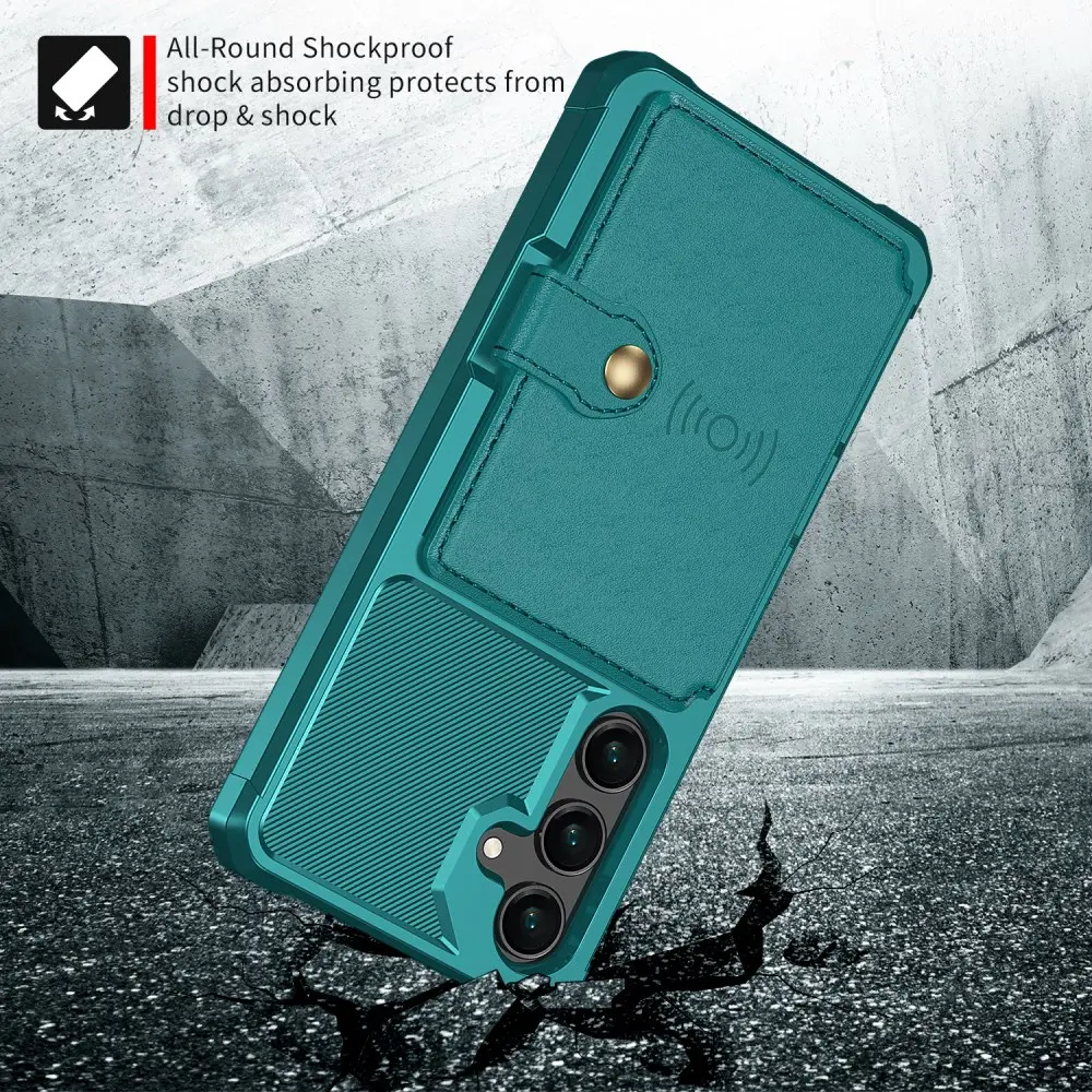 Samsung Galaxy A16 TPU Back Cover met Kunstleren Wallet Groen afbeelding 8