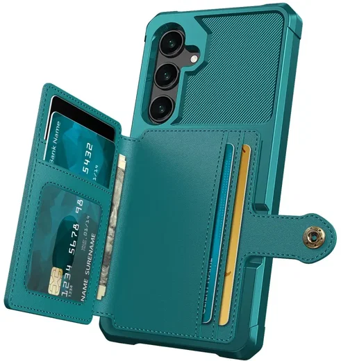 Samsung Galaxy S24 TPU Back Cover met Kunstleren Wallet Groen afbeelding 4