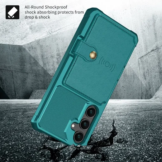 Samsung Galaxy S24 TPU Back Cover met Kunstleren Wallet Groen afbeelding 5