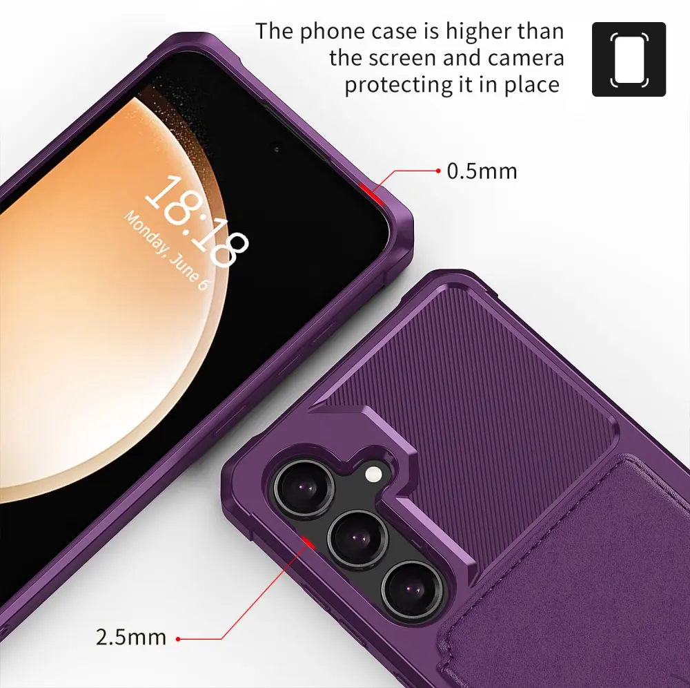 Samsung Galaxy S24 TPU Back Cover met Kunstleren Wallet Paars afbeelding 8