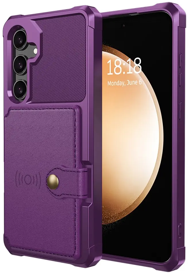 Samsung Galaxy S24 TPU Back Cover met Kunstleren Wallet Paars afbeelding 2