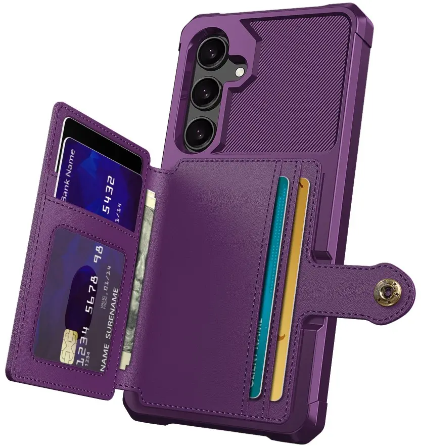 Samsung Galaxy S24 TPU Back Cover met Kunstleren Wallet Paars afbeelding 4