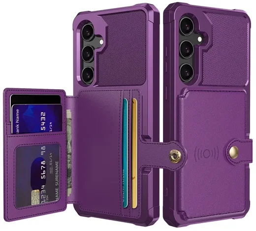 Samsung Galaxy S24 TPU Back Cover met Kunstleren Wallet Paars afbeelding 1