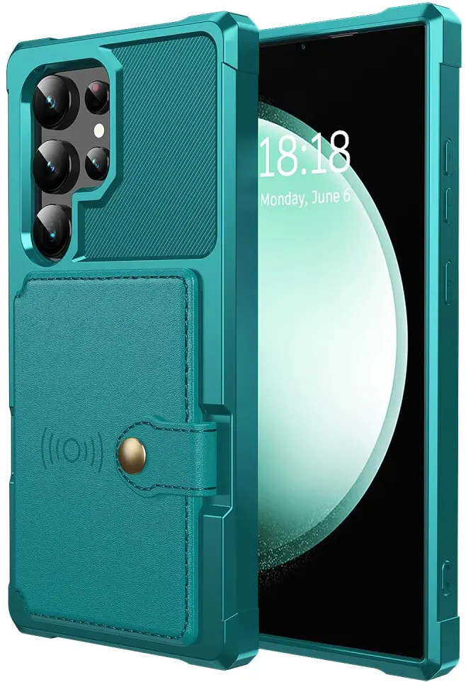 Samsung Galaxy S24 Ultra TPU Back Cover met Kunstleren Wallet Groen afbeelding 2