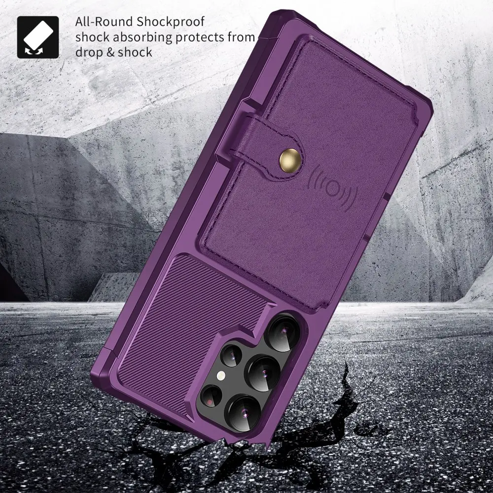 Samsung Galaxy S24 Ultra TPU Back Cover met Kunstleren Wallet Paars afbeelding 5