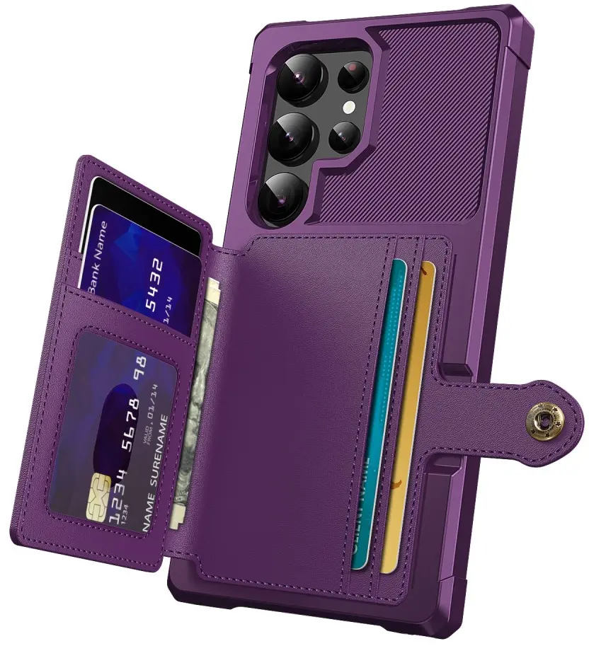 Samsung Galaxy S24 Ultra TPU Back Cover met Kunstleren Wallet Paars afbeelding 4
