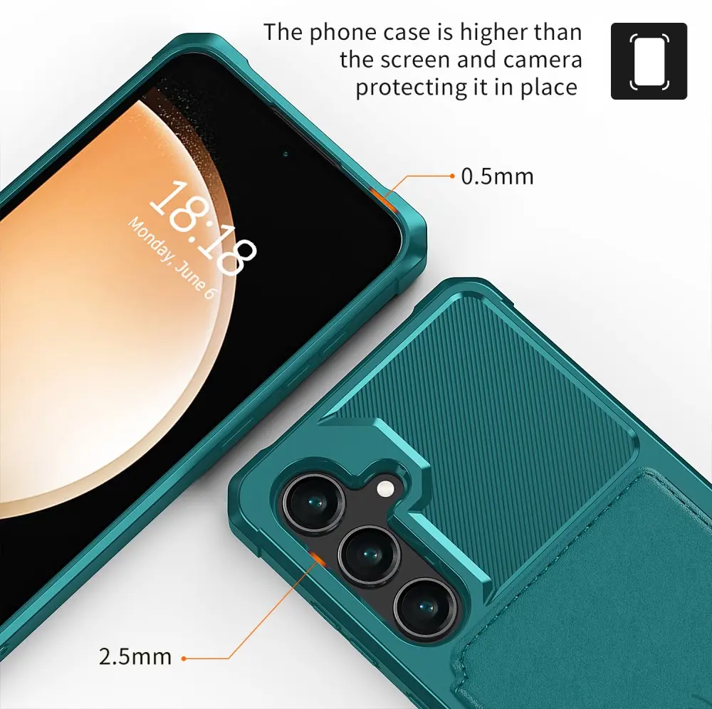 Samsung Galaxy S25 TPU Back Cover met Kunstleren Wallet Groen afbeelding 8