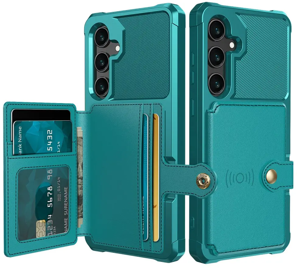 Samsung Galaxy S25 TPU Back Cover met Kunstleren Wallet Groen afbeelding 1