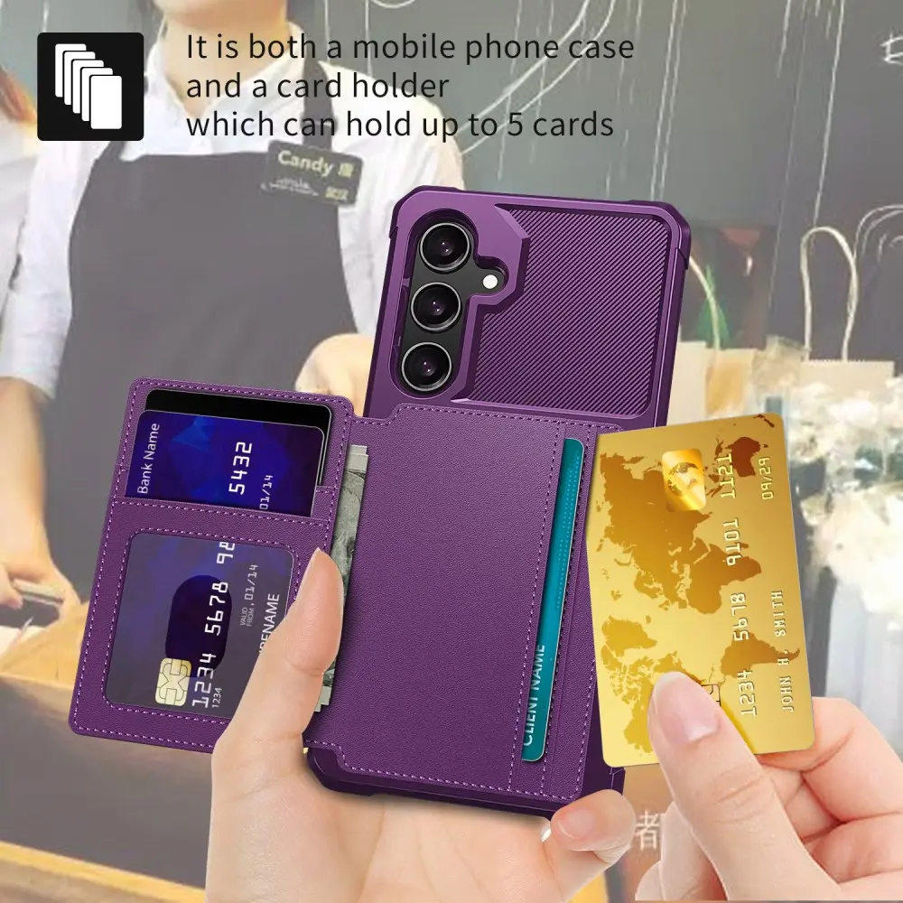 Samsung Galaxy S25 Plus TPU Back Cover met Kunstleren Wallet Paars afbeelding 6