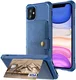 Apple iPhone 11 TPU Back Cover met Kunstleren Wallet Blauw afbeelding 2