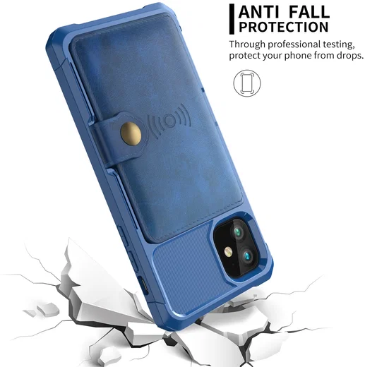 Apple iPhone 11 TPU Back Cover met Kunstleren Wallet Blauw afbeelding 6