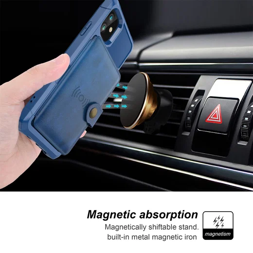 Apple iPhone 11 TPU Back Cover met Kunstleren Wallet Blauw afbeelding 9