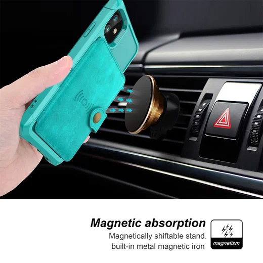 Apple iPhone 11 TPU Back Cover met Kunstleren Wallet Groen afbeelding 8