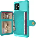 Apple iPhone 11 TPU Back Cover met Kunstleren Wallet Groen