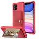 Apple iPhone 11 TPU Back Cover met Kunstleren Wallet Rood afbeelding 2