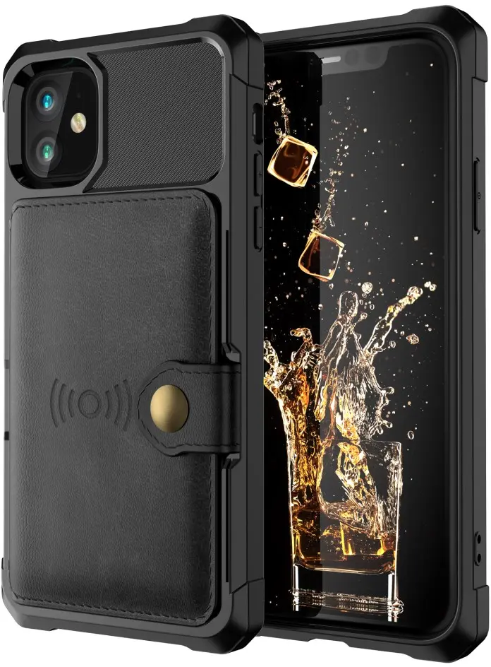 Apple iPhone 11 TPU Back Cover met Kunstleren Wallet Zwart afbeelding 9