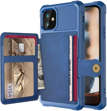 Apple iPhone 12 / 12 Pro TPU Back Cover met Kunstleren Wallet Blauw