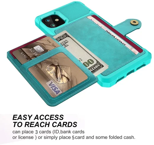 Apple iPhone 12 / 12 Pro TPU Back Cover met Kunstleren Wallet Groen afbeelding 10