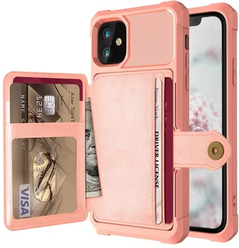 Apple iPhone 12 / 12 Pro TPU Back Cover met Kunstleren Wallet Roze
