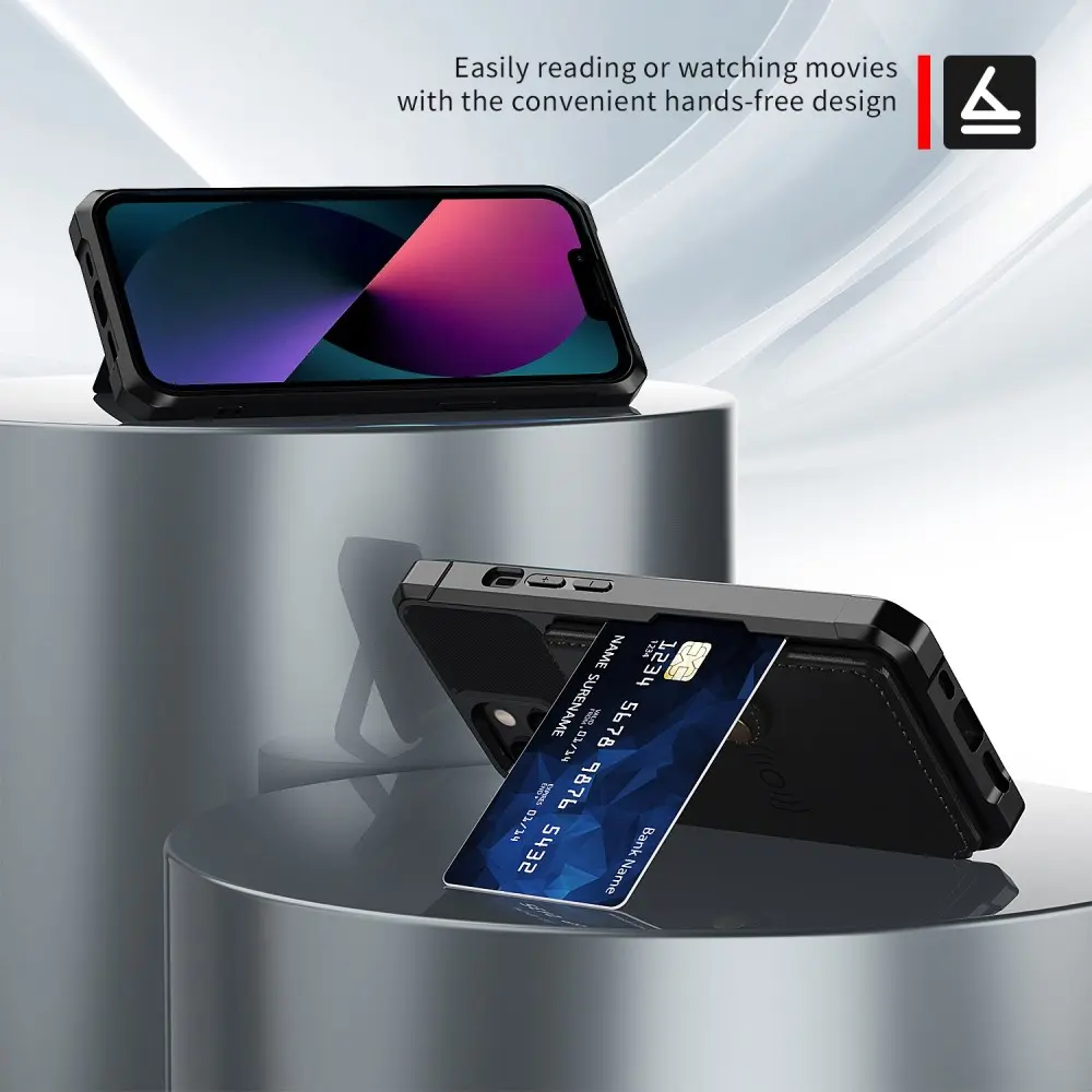Apple iPhone 13 TPU Back Cover met Kunstleren Wallet Zwart afbeelding 5