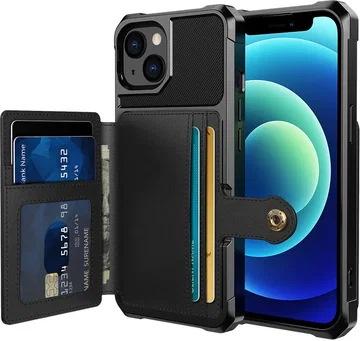 Apple iPhone 13 TPU Back Cover met Kunstleren Wallet Zwart