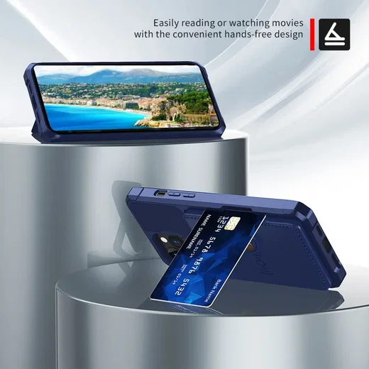 Apple iPhone 13 Pro TPU Back Cover met Kunstleren Wallet Blauw afbeelding 5