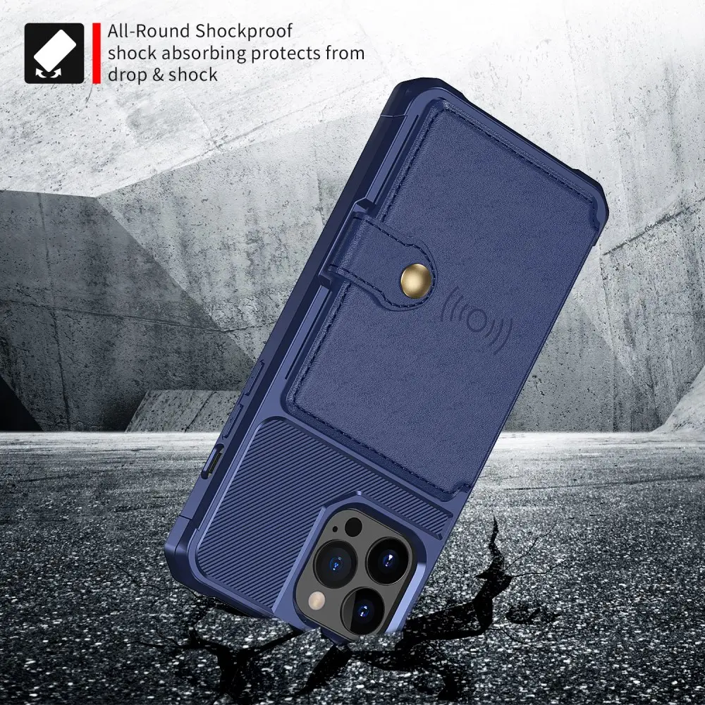 Apple iPhone 13 Pro TPU Back Cover met Kunstleren Wallet Blauw afbeelding 7
