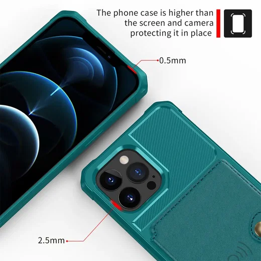 Apple iPhone 13 Pro TPU Back Cover met Kunstleren Wallet Groen afbeelding 9