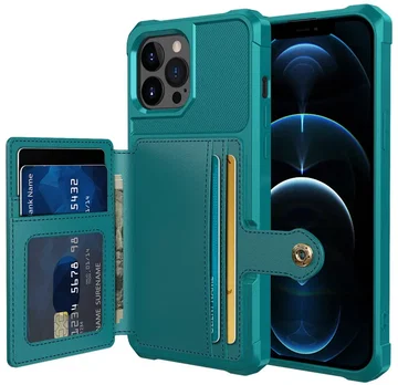 Apple iPhone 13 Pro TPU Back Cover met Kunstleren Wallet Groen
