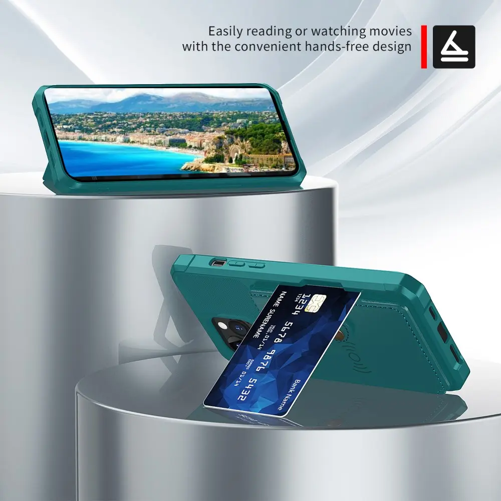Apple iPhone 13 Pro TPU Back Cover met Kunstleren Wallet Groen afbeelding 5
