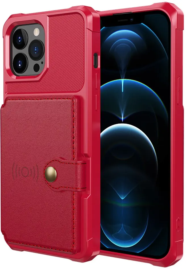 Apple iPhone 13 Pro TPU Back Cover met Kunstleren Wallet Rood afbeelding 2
