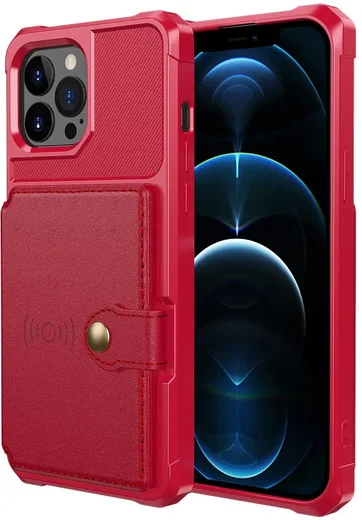 Apple iPhone 13 Pro TPU Back Cover met Kunstleren Wallet Rood afbeelding 2