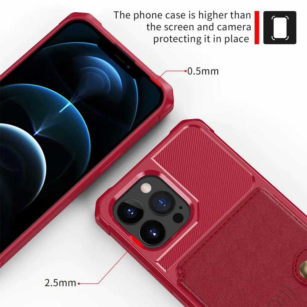 Apple iPhone 13 Pro TPU Back Cover met Kunstleren Wallet Rood afbeelding 9