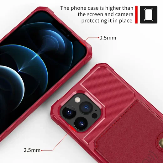 Apple iPhone 13 Pro TPU Back Cover met Kunstleren Wallet Rood afbeelding 9