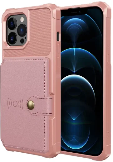 Apple iPhone 13 Pro TPU Back Cover met Kunstleren Wallet Roze afbeelding 2